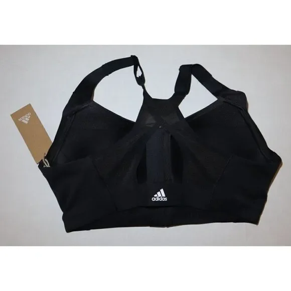 adidas FJ7172 Women's Sz 34A Black Front Zip Stronger For It Shaped Bra $90 - Picture 2 of 7